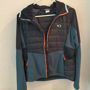 Kari Traa jacket-women’s size large, blue with orange-ish accents and zipper.